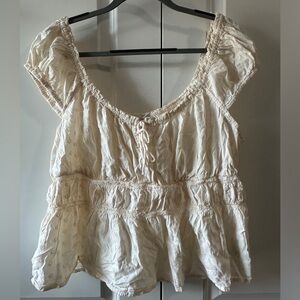 Eyelet cap sleeve blouse